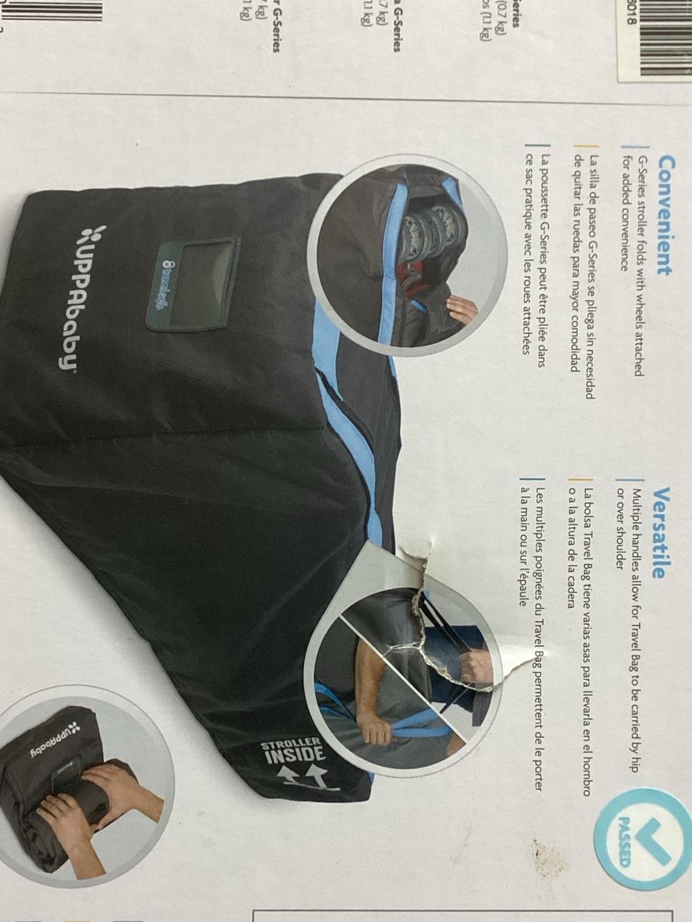 UPPAbaby Black with Blue Trim Travel Stroller Bag - Picture 4 of 7